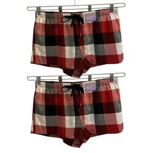 Set of 2 NWT Stars Above Womens Plaid Flannel Pajama Lounge Shorts XL Red Multi